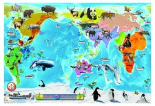 Animal WORLD Map large A2 laminated educational teaching kids children Poster