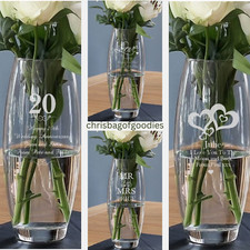 PERSONALISED Glass WEDDING ANNIVERSARY FLOWER VASE for Her ROMANTIC Gift Ideas