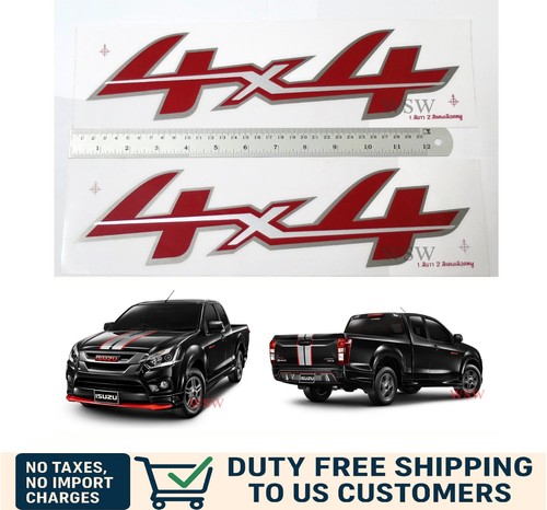 4x4 silver red grey sticker - red,