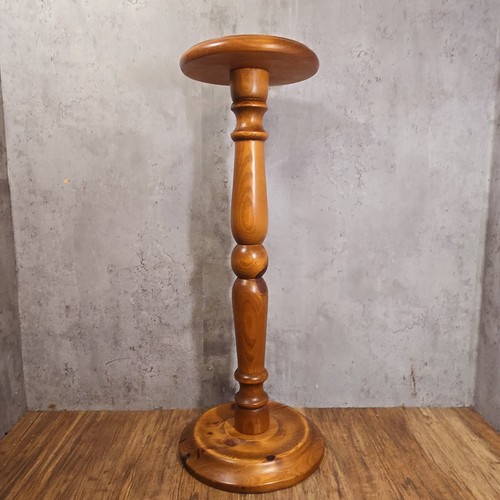 Vintage pine pedestal plant - pine,