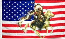 Indian Chief & Horse US Flag