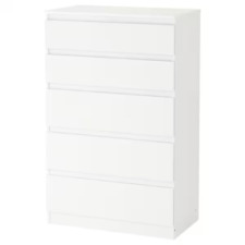 IKEA KULLEN 5-Drawer Chest Modern Sleek Bedroom Storage Unit White 70x112 cm