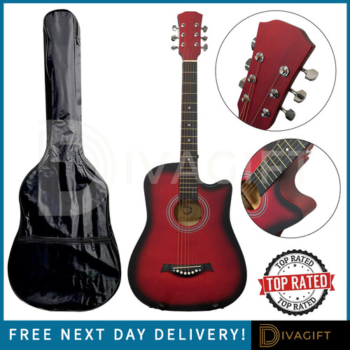 Red acoustic guitar for adults - acoustic,