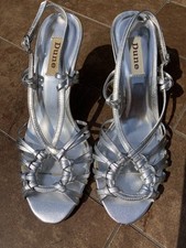 Dune Strappy Silver Leather Sandals