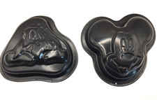 Vintage Black Mickey Mouse & Eeyore Donkey Head Metal Cookie Mould Pair