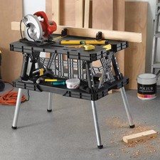 Keter Folding Worktable with Clamps Portable Work Bench Heavy Duty DIY Table