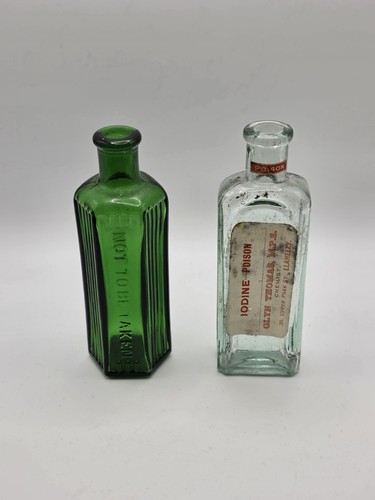 Hexagonal green vintage glass - green,