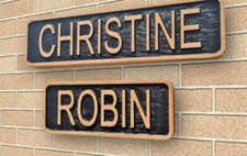 Personalised  Carved  Wooden Oak  Address Sign House Name Plate Outdoor Plaque 