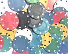 100 x LOOSE RANDOM COLOURED FULL WIDTH POKER ROULETTE CASINO CHIPS 