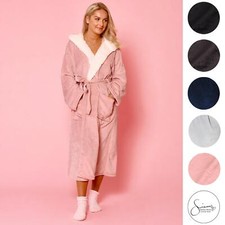 OHS Flannel Dressing Gown Soft Fleece Adults Unisex Thermal Winter Bathrobe