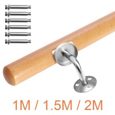 Wooden Handrail Stainless Steel Wall Support Hand Rail Balustrade 100/150/200cm