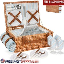 Wicker Picnic Basket Set W/