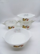 Vintage JAJ Pyrex Autumn Glory Round Casserole Dishes x4