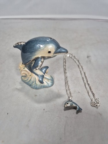 Avon dolphin trinket box with - dolphin,