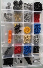 LEGO Used TECHNIC PARTS  750+ Collection Sorted In Storage Box Axels Gears Pins