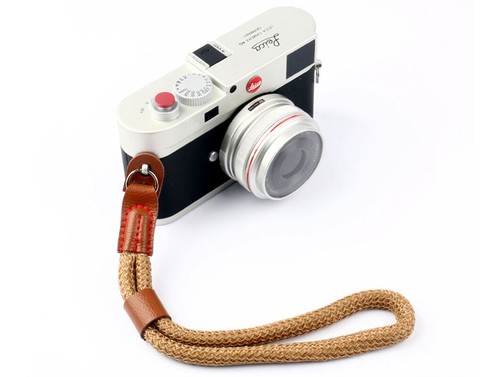 Brown nylon rope camera - camera, hand