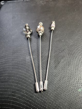 Vintage Hat Lapel Pins 3 designs pearl Glass silver