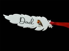 Robin Feather Personalised Hanging Memorial Christmas Tree Decoration Any Name
