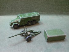 Dinky Toys 677 Armoured Command Vehicle & 692 Medium Gun + Army Lorry Tin Tilt