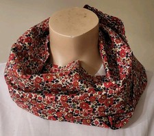 LIBERTY'TANA' COTTON LAWN 'BETSY ANN' RED DOUBLE LOOP SCARF NEW HANDMADE