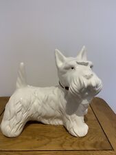 Vintage White Scottish Terrier Dog Ornament. XL  H 10” x L 11” 1940s