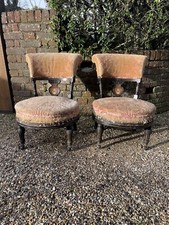 STUNNING PAIR OF VICTORIAN EBONIZED, TUB CHAIRS, PERFECT FOR REUPHOLSTERING.