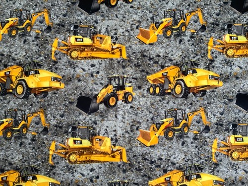 Grey cat digger fabric - grey,