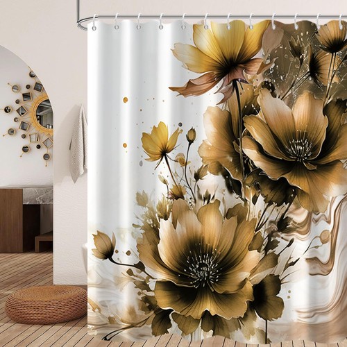 Gold brown floral shower - gold,