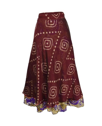 Long sari silk wrap skirt - long,