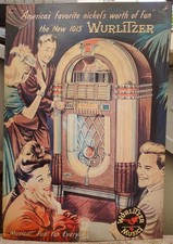 1993 Vintage WURLITZER JUKEBOX THE 1015 MODEL TIN-METAL ADVERTISING SIGN