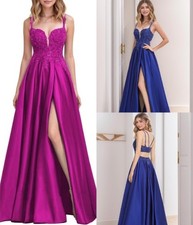 Women's Lace Satin A-Line Long