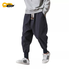 Men cotton linen harem pants - cotton,