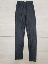 BERSHKA Faux Leather Trousers Size S 6-8 W22 L27 Black Stretch Elastic Waist