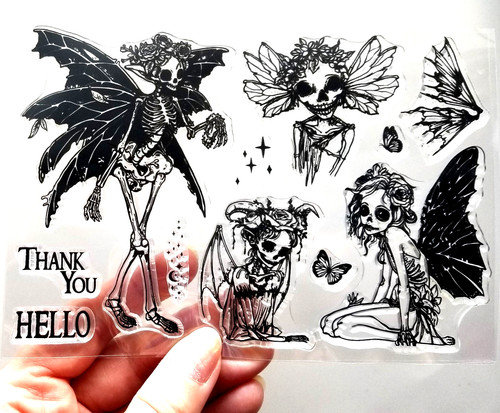 Clear stamps skeleton - clear, goth