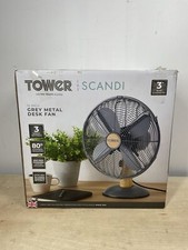 Tower T610000 Scandi Metal Desk Fan with 3 Speeds, Automatic Oscillation, 12”...