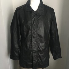 FAT FACE FATFACE JACKET Large Black water resistant wet look midi MENS 44 L 