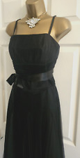 Monsoon Black Strapless Net Mesh Fit n Flare Party Dress UK Petite 12  rrp £160