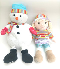 Tesco 2008 Chilly & Friends Snowman 20" & Emily Ragdoll 18" RARE VGC