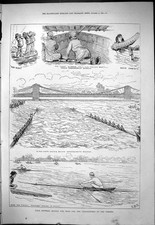 Antique Old Print 1877 Boat