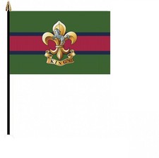 Kings Regiment Military 6" x 4" Flag With Gold Base