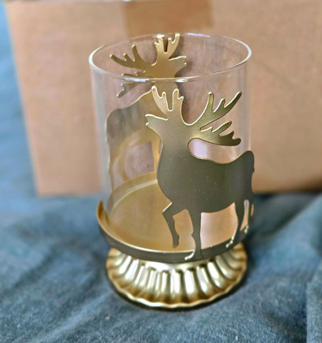 Gold deer glass - deer, tea
