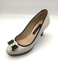 Sachelle Couture White Black Leather High Heel Party Court Shoes Size UK 4 Used