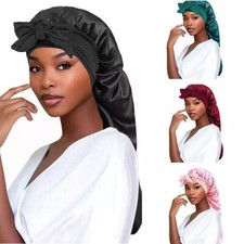 Extra Large Bonnet Sleep Cap Long Satin Night Cap For Braids Curly Hair Silk