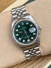 Gents Steel & White Gold Rolex Datejust 36mm 16234 Custom Green Diamond Dial