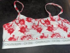 Calvin Klein Size Medium Sports Bra White With Flower Print 