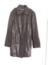 Woodland Women's Soft Leather brown blazer style button jacket UK 10