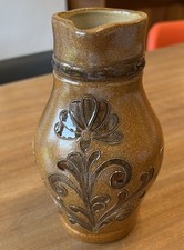 Vintage German Studio Pottery Salt Glazed Jug Signed 17.5cm High Mint