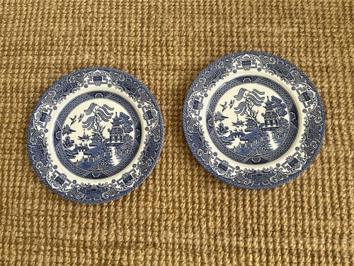 Pair vintage blue willow - vintage,