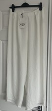 Ladies Zara Linen Trousers Size Large (16/18) Brand New With Tags White