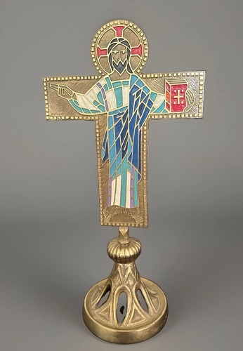 Altar cross brass enamel - &,